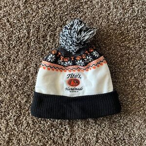 Tito’s Vodka Pom-Pom Beanie - Black, White, and Orange